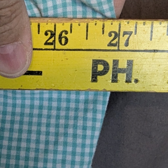 Chaps XXL gingham button down shirt in light turquoise - Picture 9 of 10